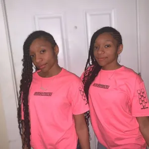 Black SA Outline | Pink Tee (Outline Checkered Drippin Sleeves)