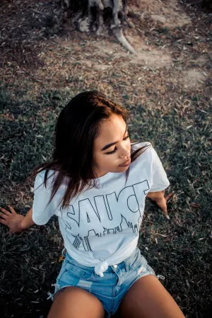 Black Sauce Outline | White Tee