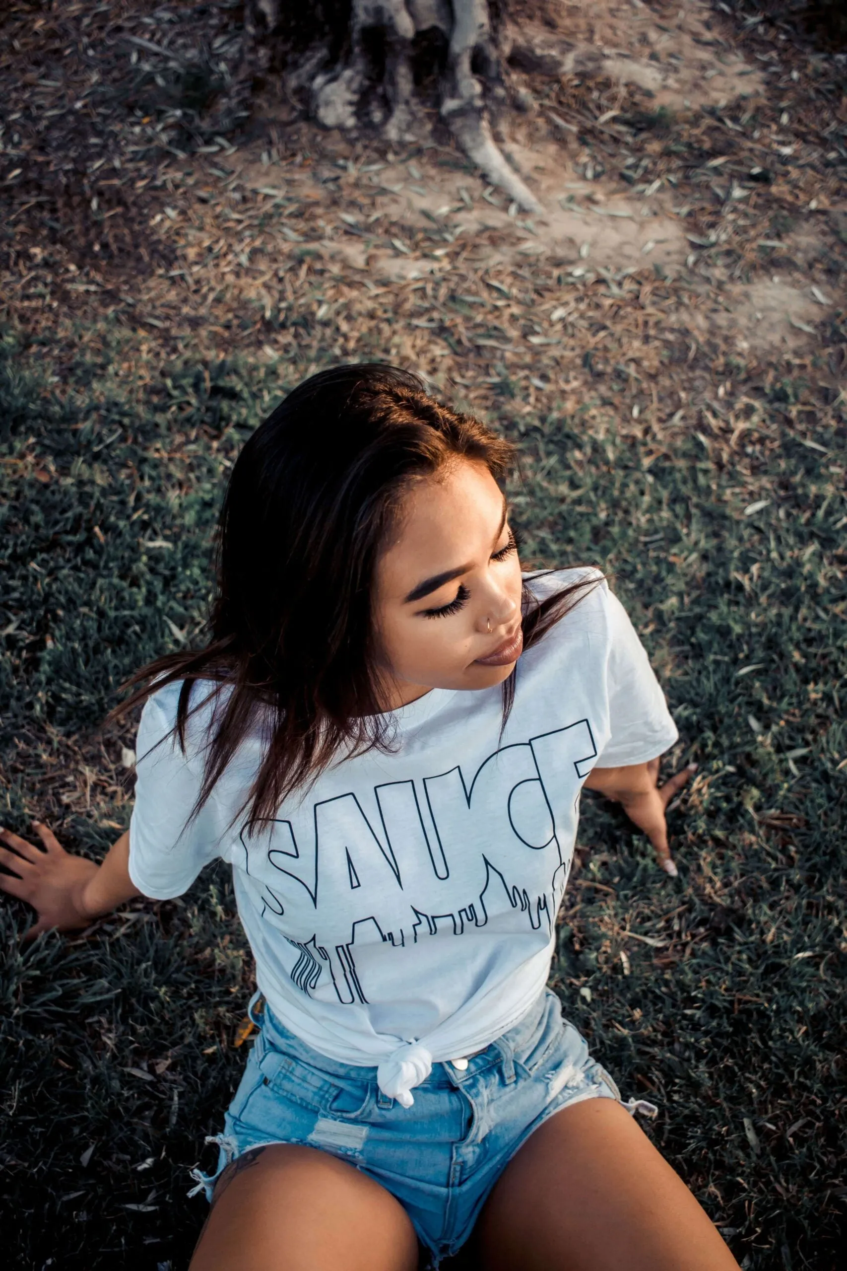 Black Sauce Outline | White Tee