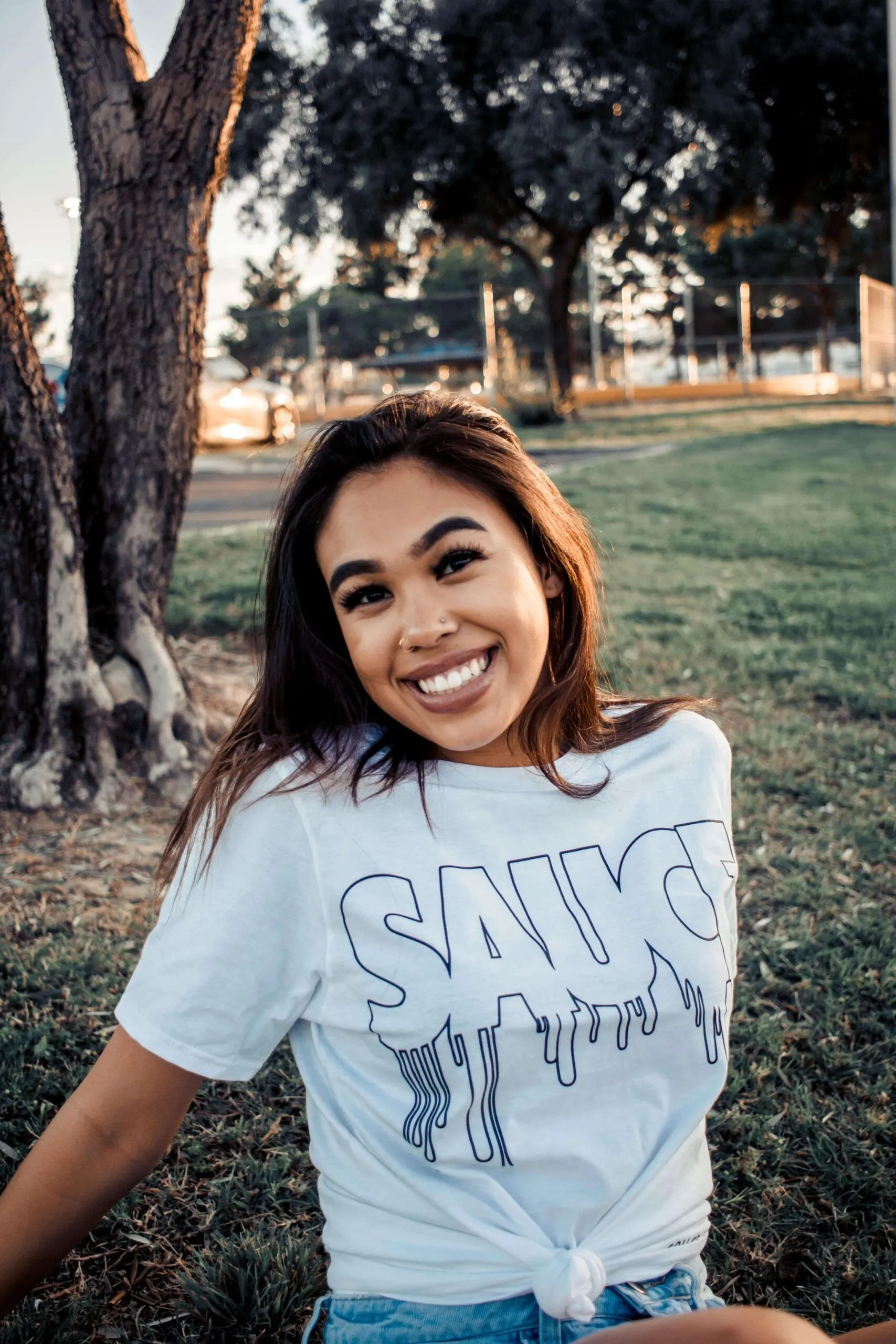 Black Sauce Outline | White Tee