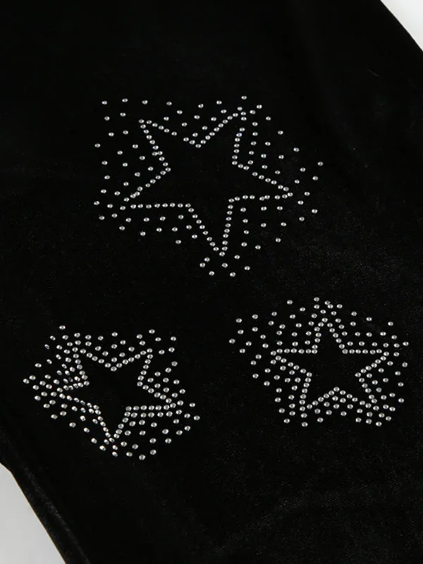 Black Y2k star print flared pants