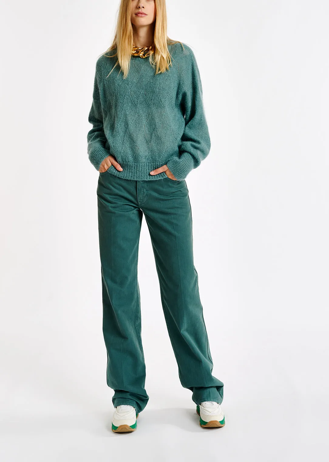 Blue flared-leg jeans
