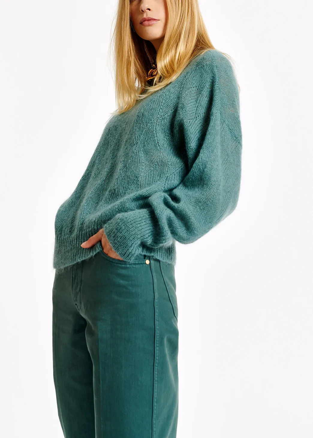 Blue flared-leg jeans
