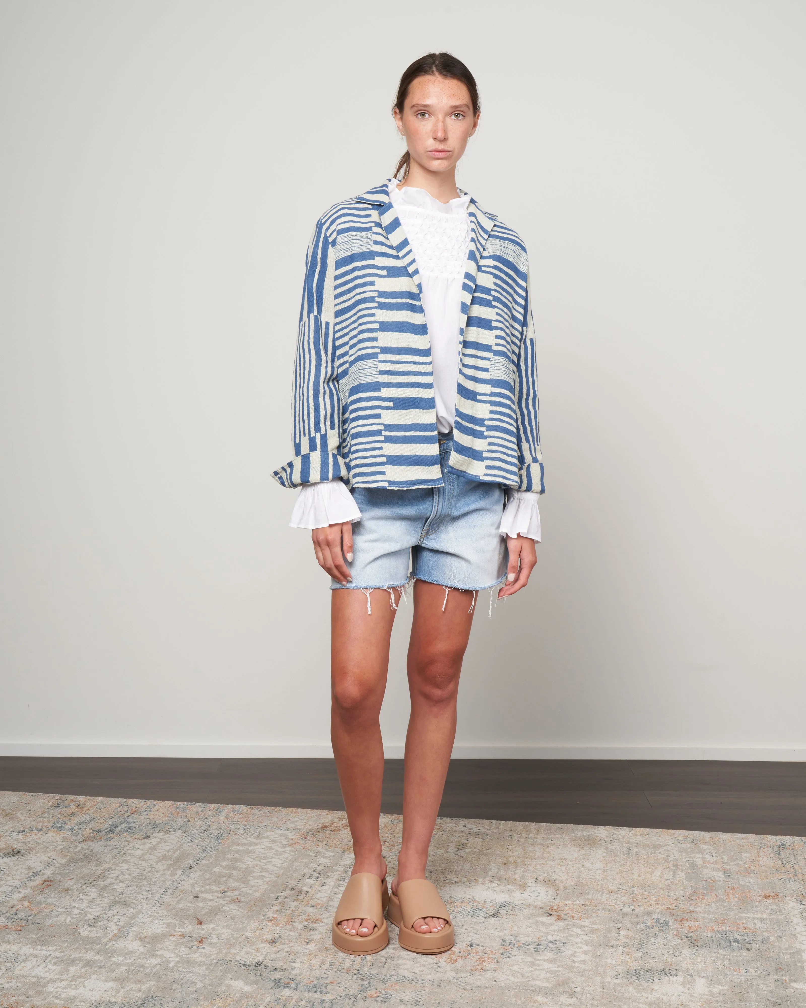 boardwalk stripe overshirt - blue/ecru boardwalk stripe