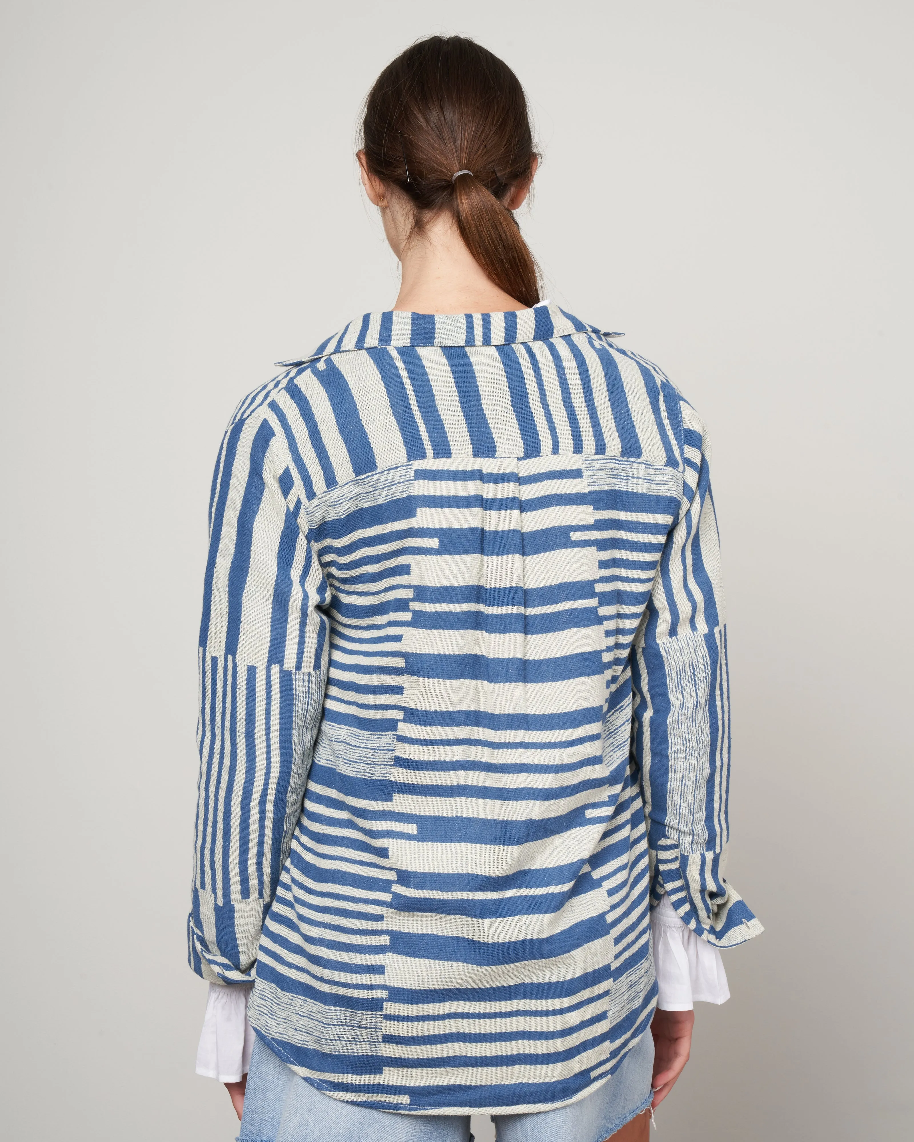 boardwalk stripe overshirt - blue/ecru boardwalk stripe