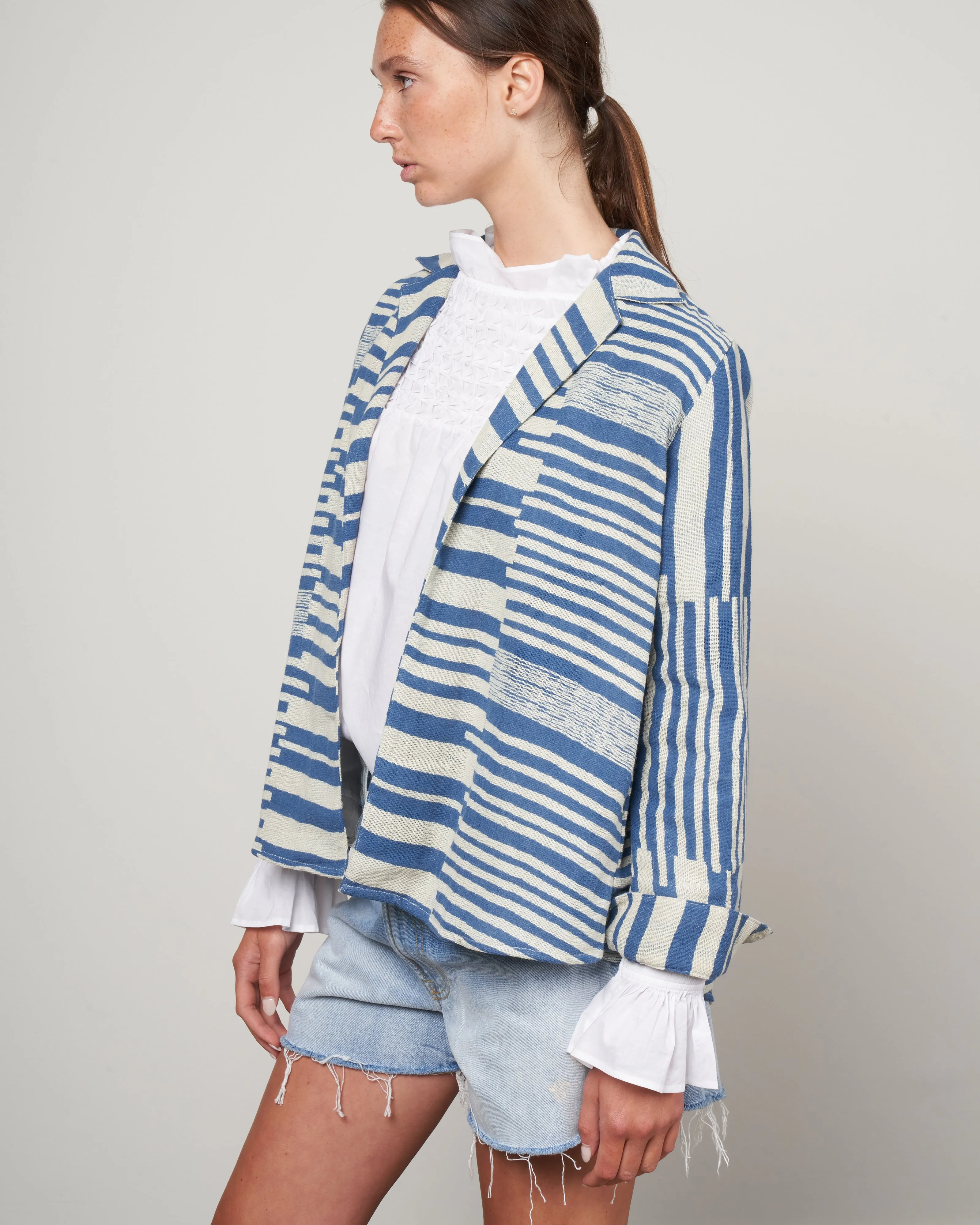 boardwalk stripe overshirt - blue/ecru boardwalk stripe