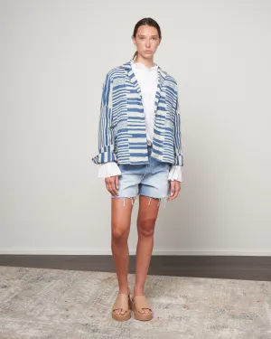 boardwalk stripe overshirt - blue/ecru boardwalk stripe
