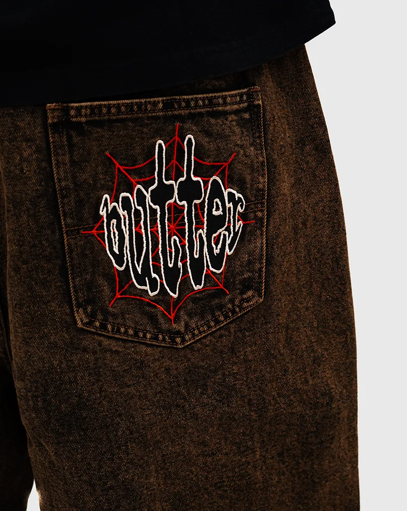 Butter Goods Spider Denim Shorts - Acid Brown