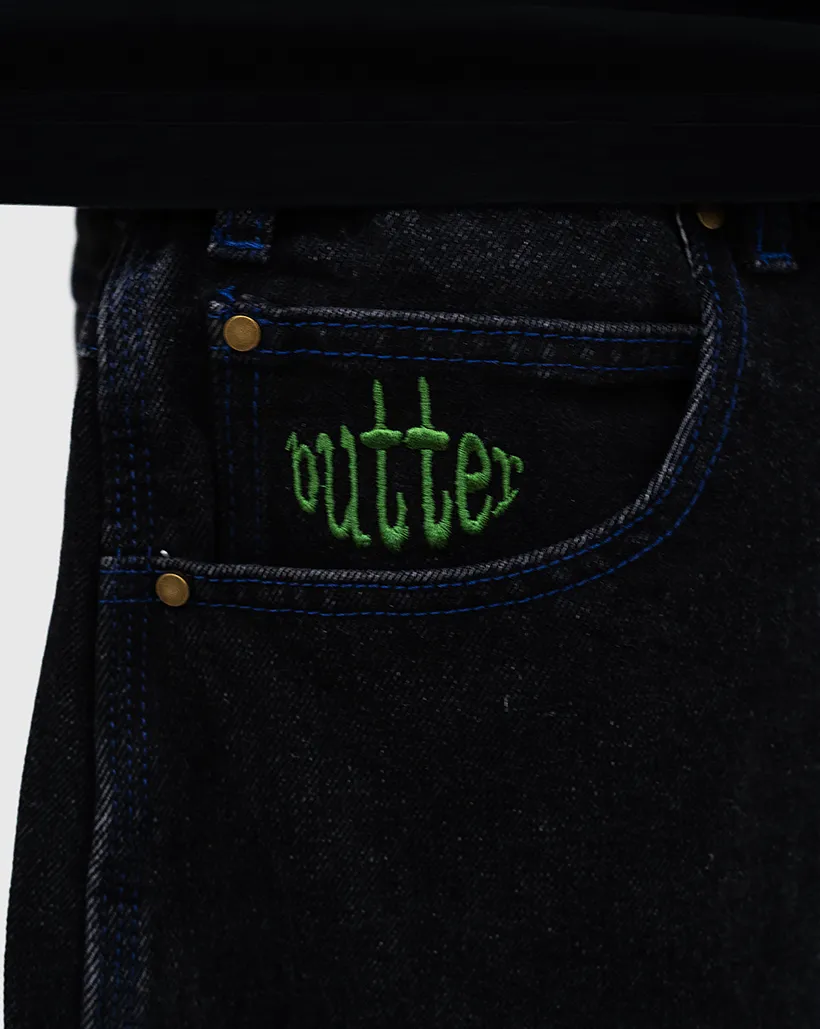 Butter Goods Spider Denim Shorts - Washed Black
