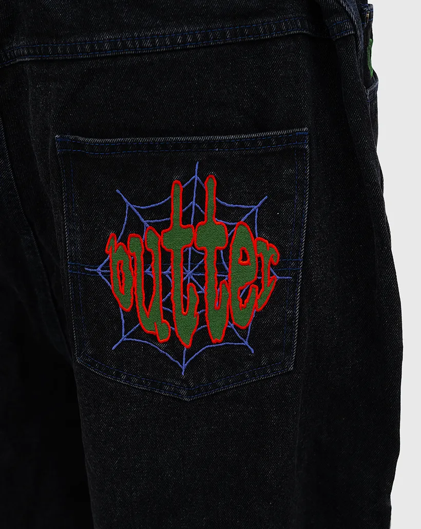 Butter Goods Spider Denim Shorts - Washed Black