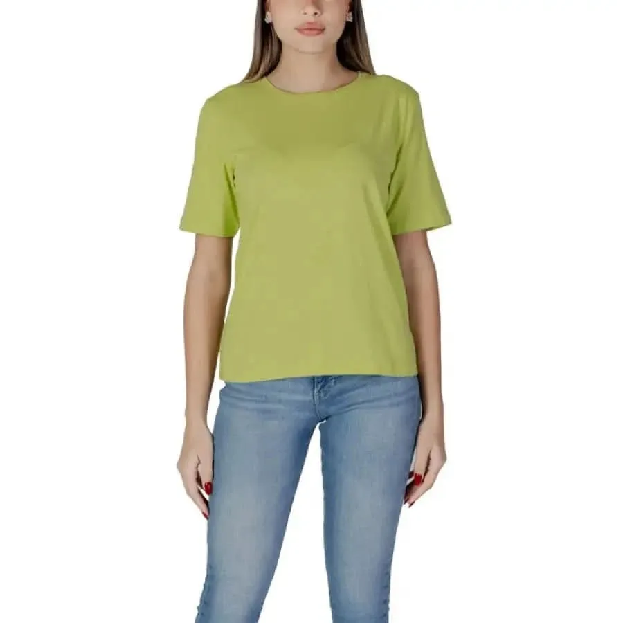 B.young Women's Green Round Neck T-Shirt