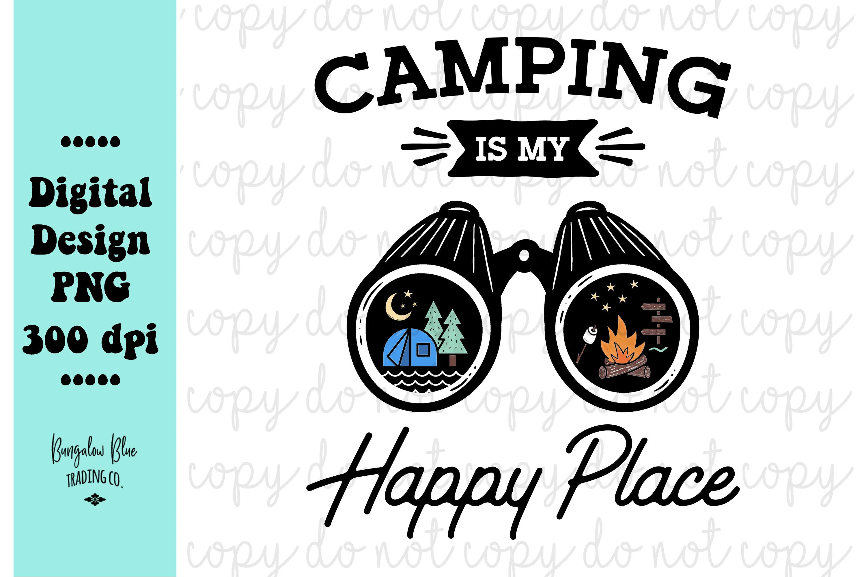 Camping Is My Happy Place Glass Can Tumbler Wrap Digital Download