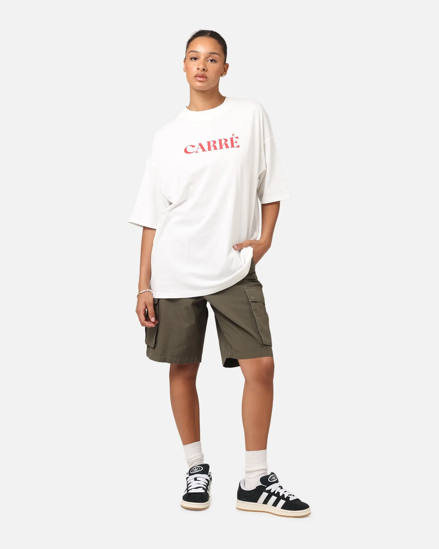 Carre Tactical Baggy Cargo Shorts Khaki