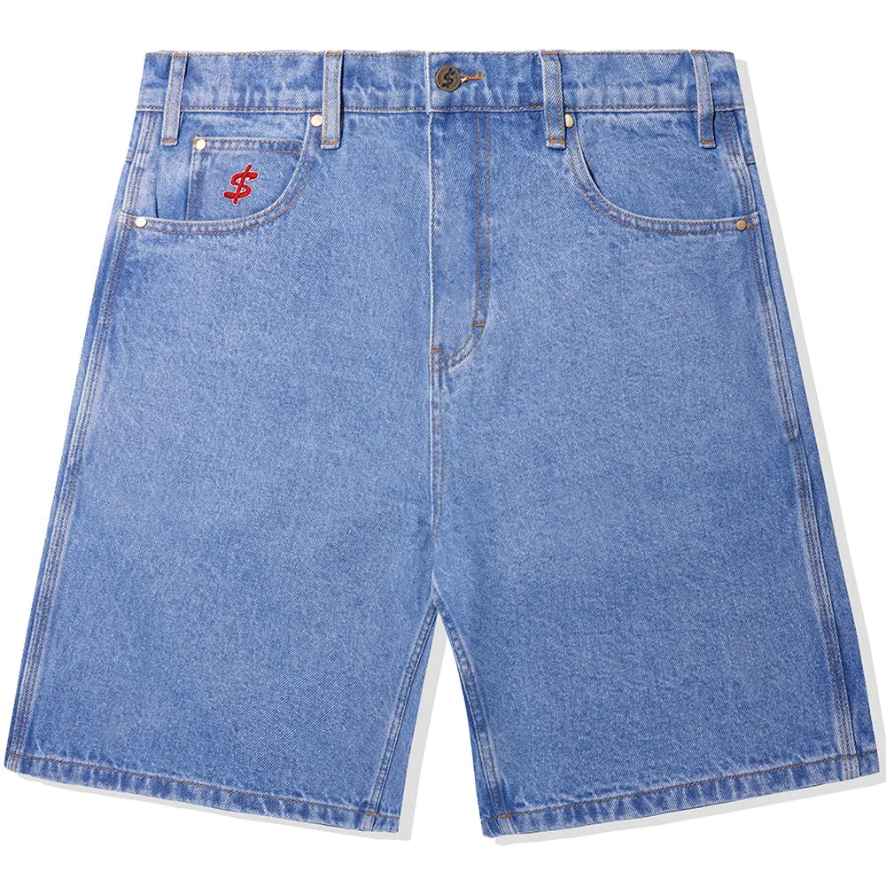 Cash Only Logo Denim Shorts Washed Indigo
