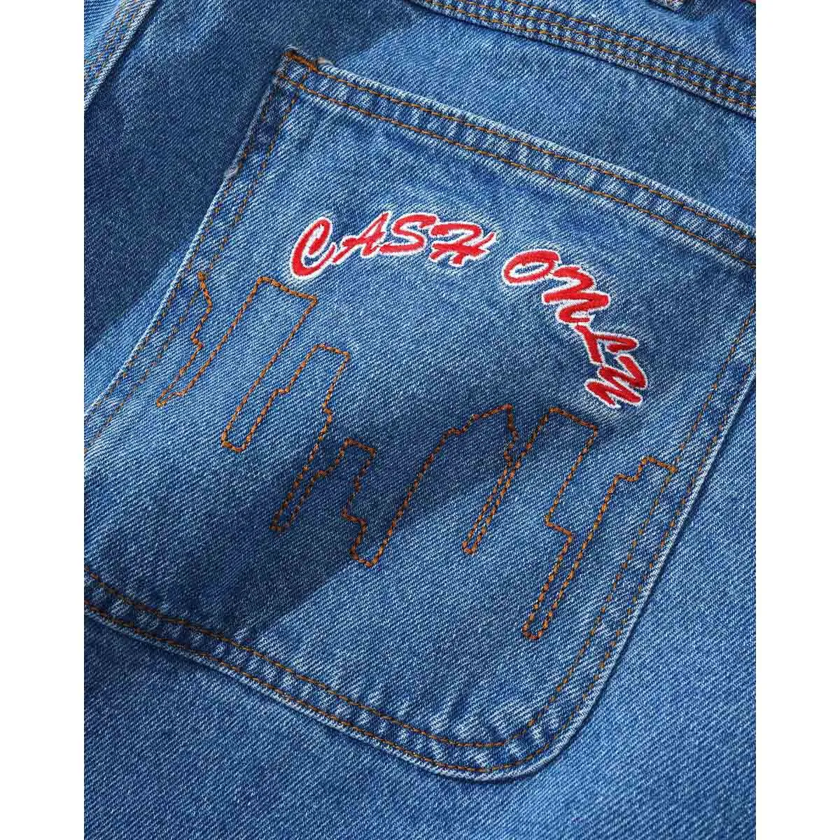 Cash Only - Logo Denim Shorts Washed Indigo