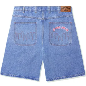 Cash Only Logo Denim Shorts Washed Indigo
