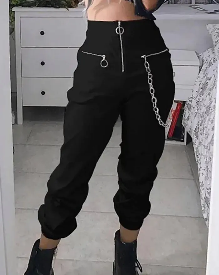 Casual Harem Pants with Chain