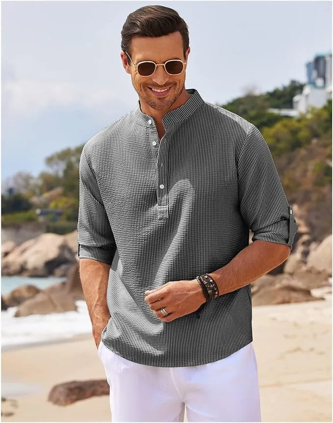 Casual Plain Print Stand Collar Pullover Shirt