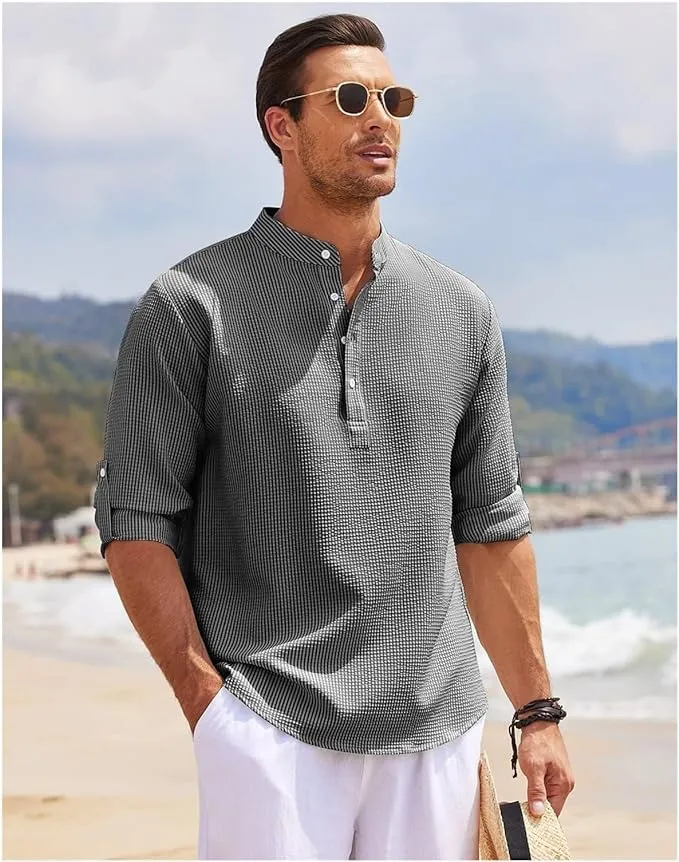 Casual Plain Print Stand Collar Pullover Shirt