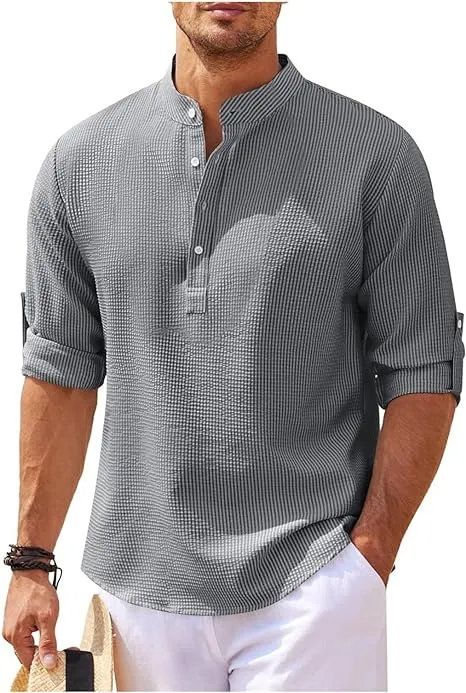 Casual Plain Print Stand Collar Pullover Shirt