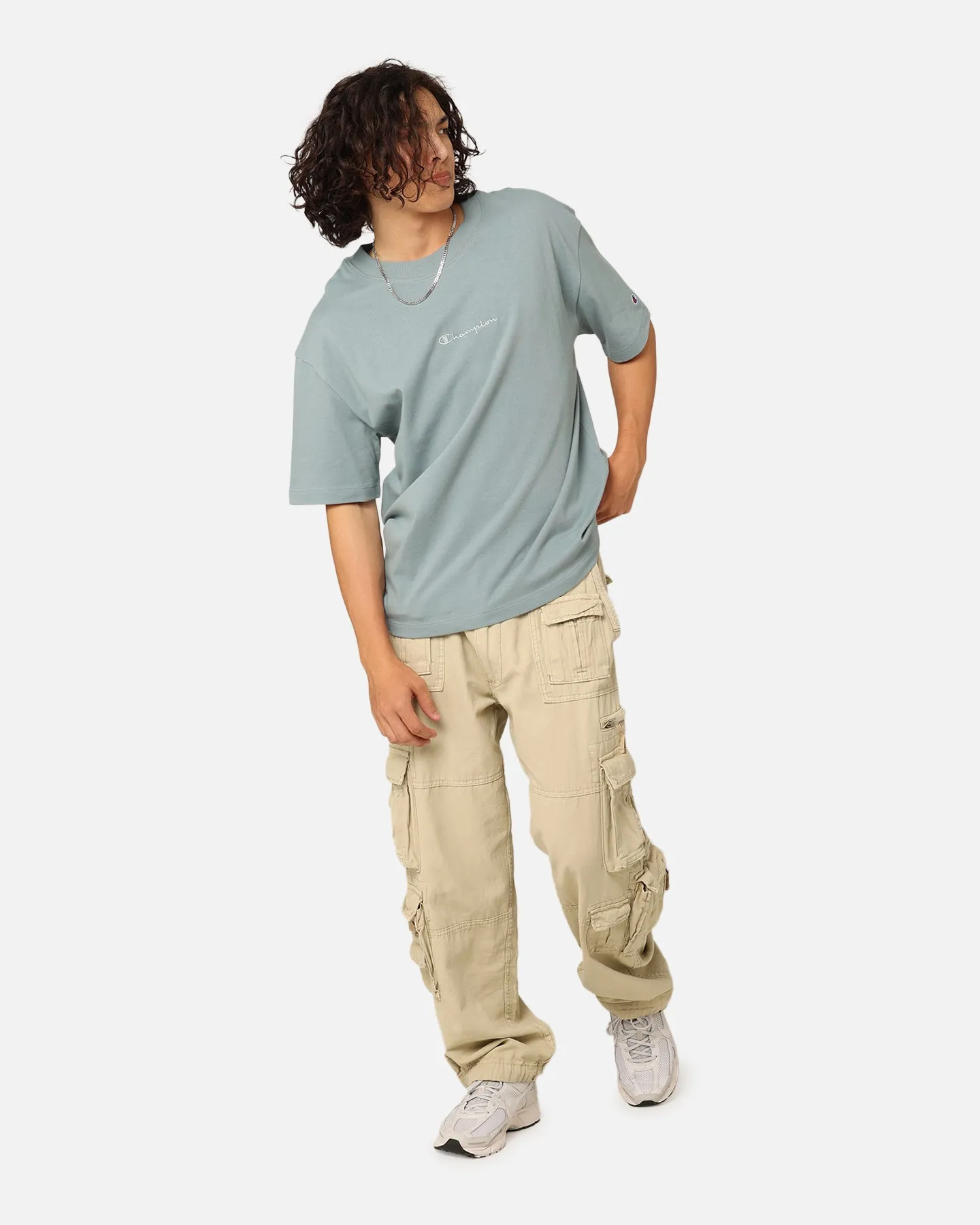 Champion Heritage New Script T-Shirt Sage Shimmer Green