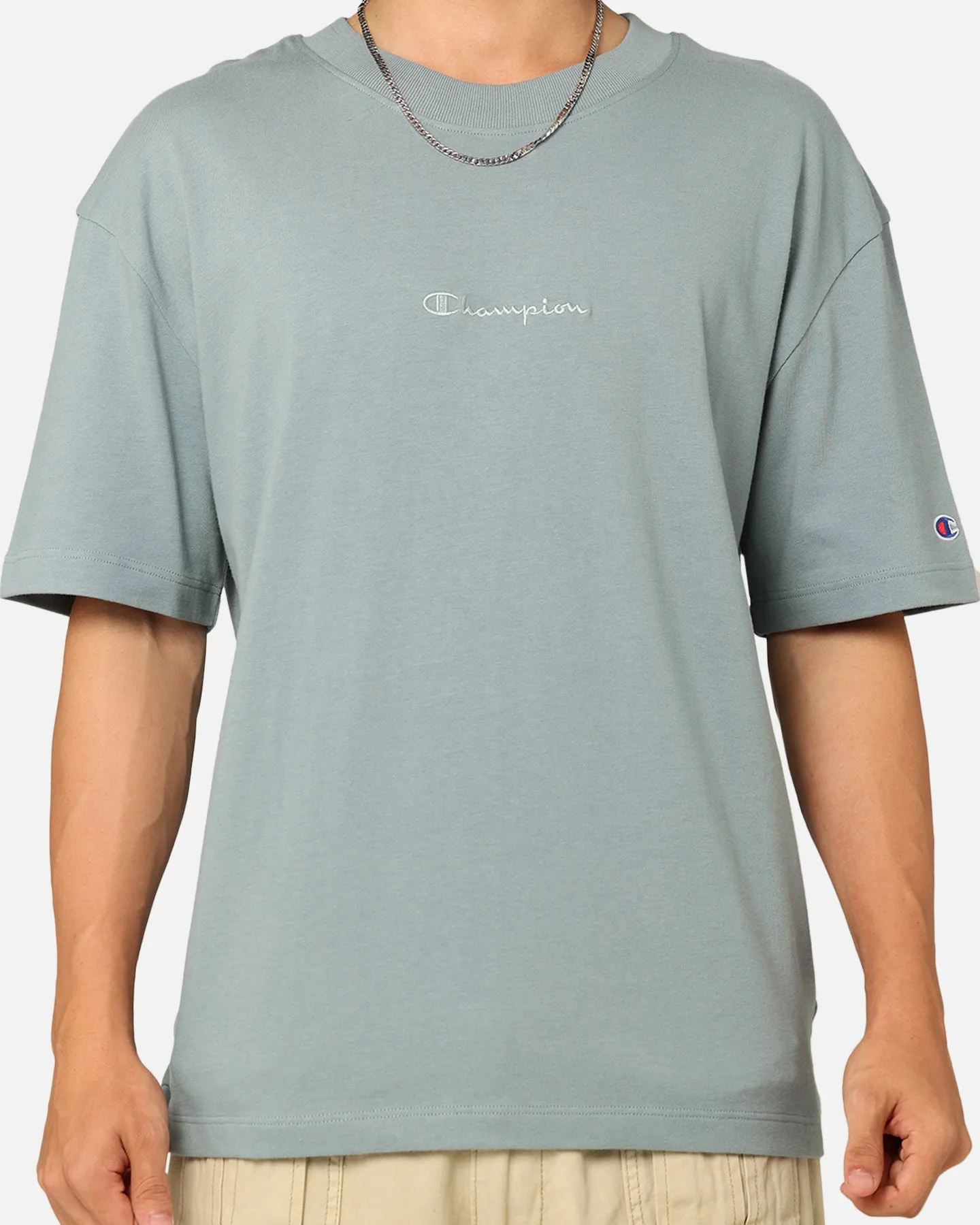 Champion Heritage New Script T-Shirt Sage Shimmer Green