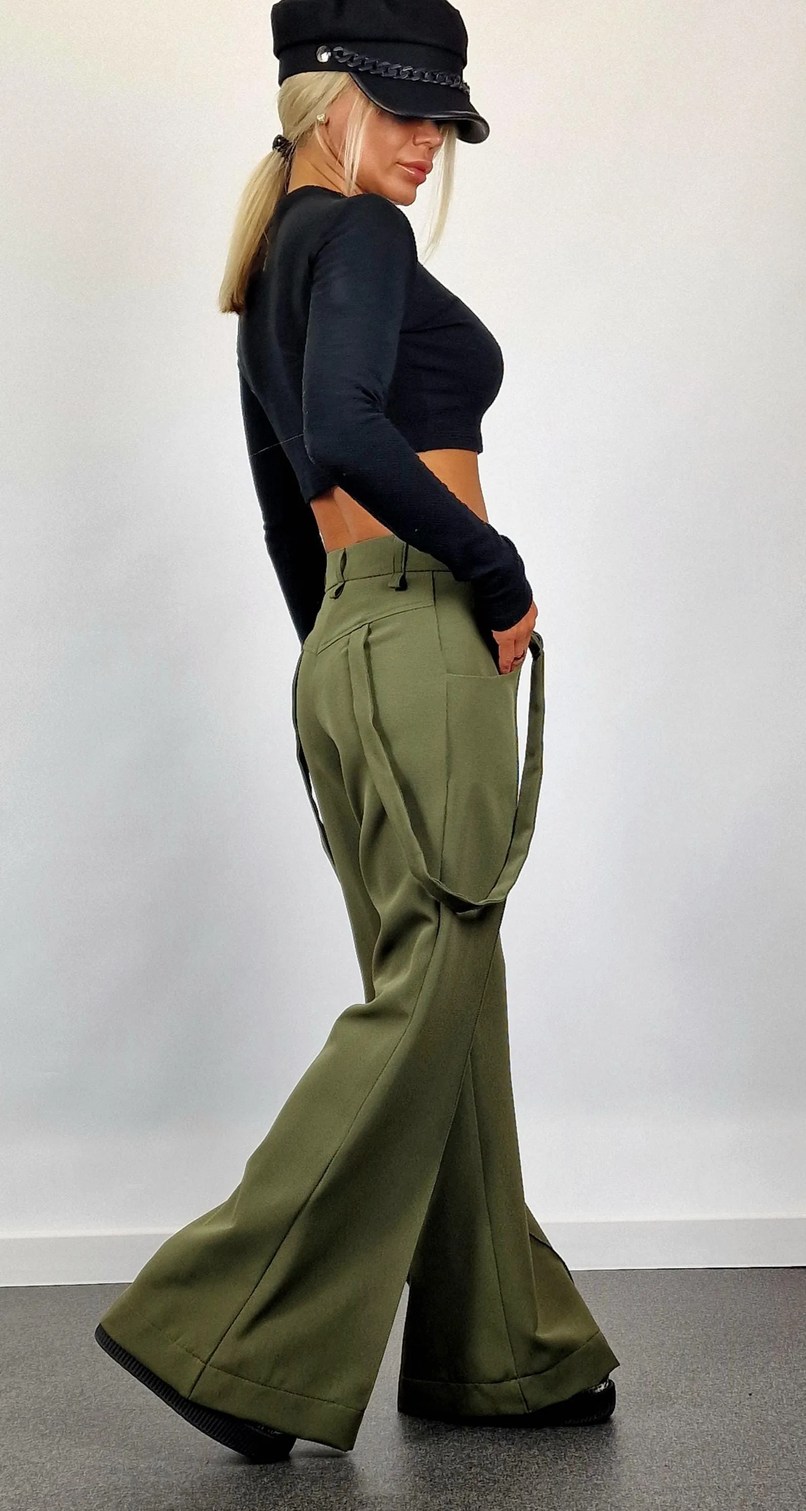 Charleston Pants, Fitted Pants, Pants with Suspenders , Drop Crotch Pants, Extravagant Pants, Gothic Pants, Mid-waist Throusers