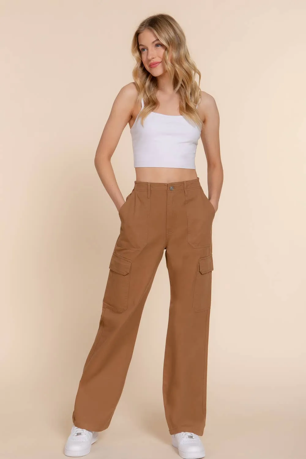 Charlie Pocket Detail Denim Cargo Long Pants