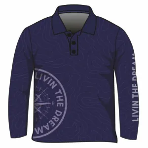 Compass | Topography Navy Blue Fishing Shirt ★Pre-Order★