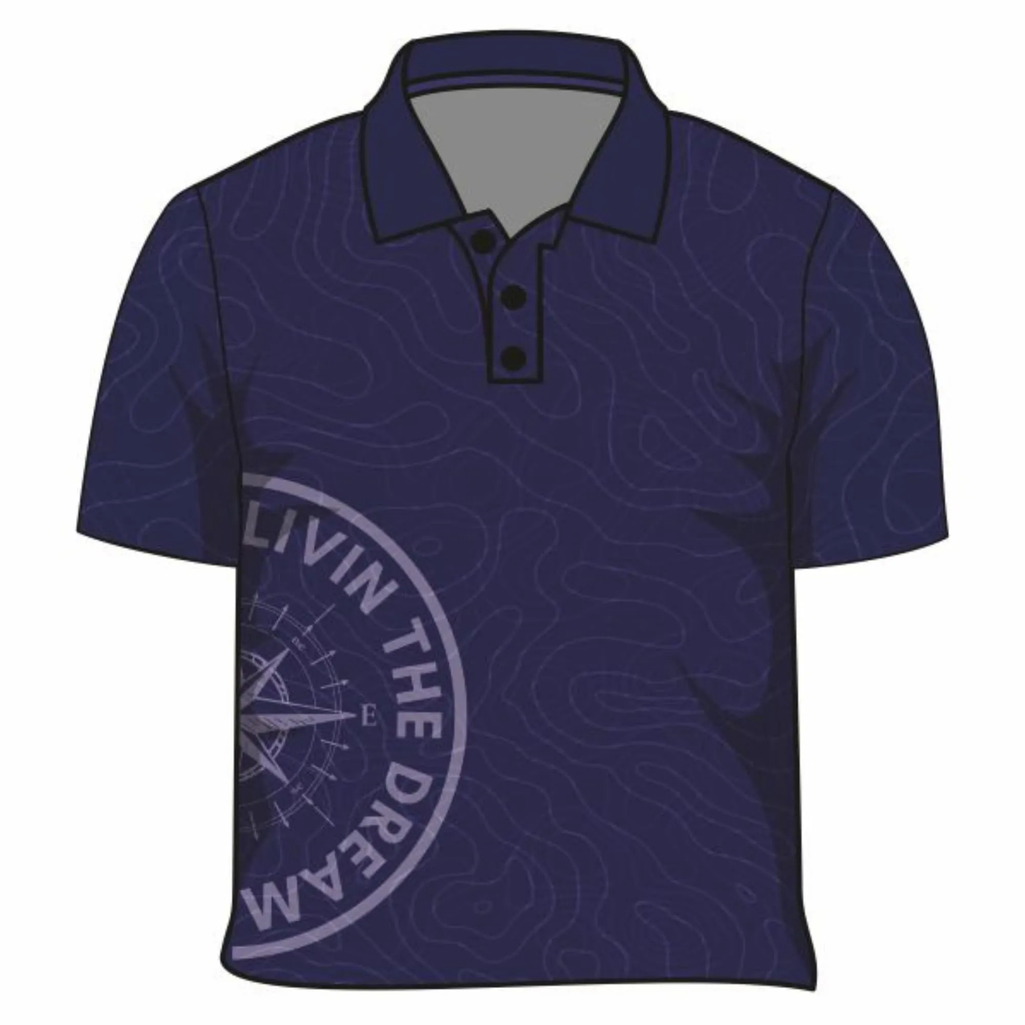 Compass | Topography Navy Blue Fishing Shirt ★Pre-Order★