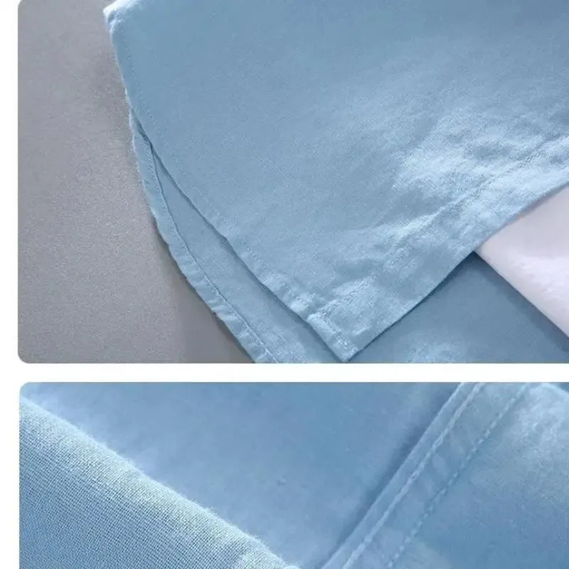 Cotton Linen Men's Short-Sleeved Stand Collar Shirts