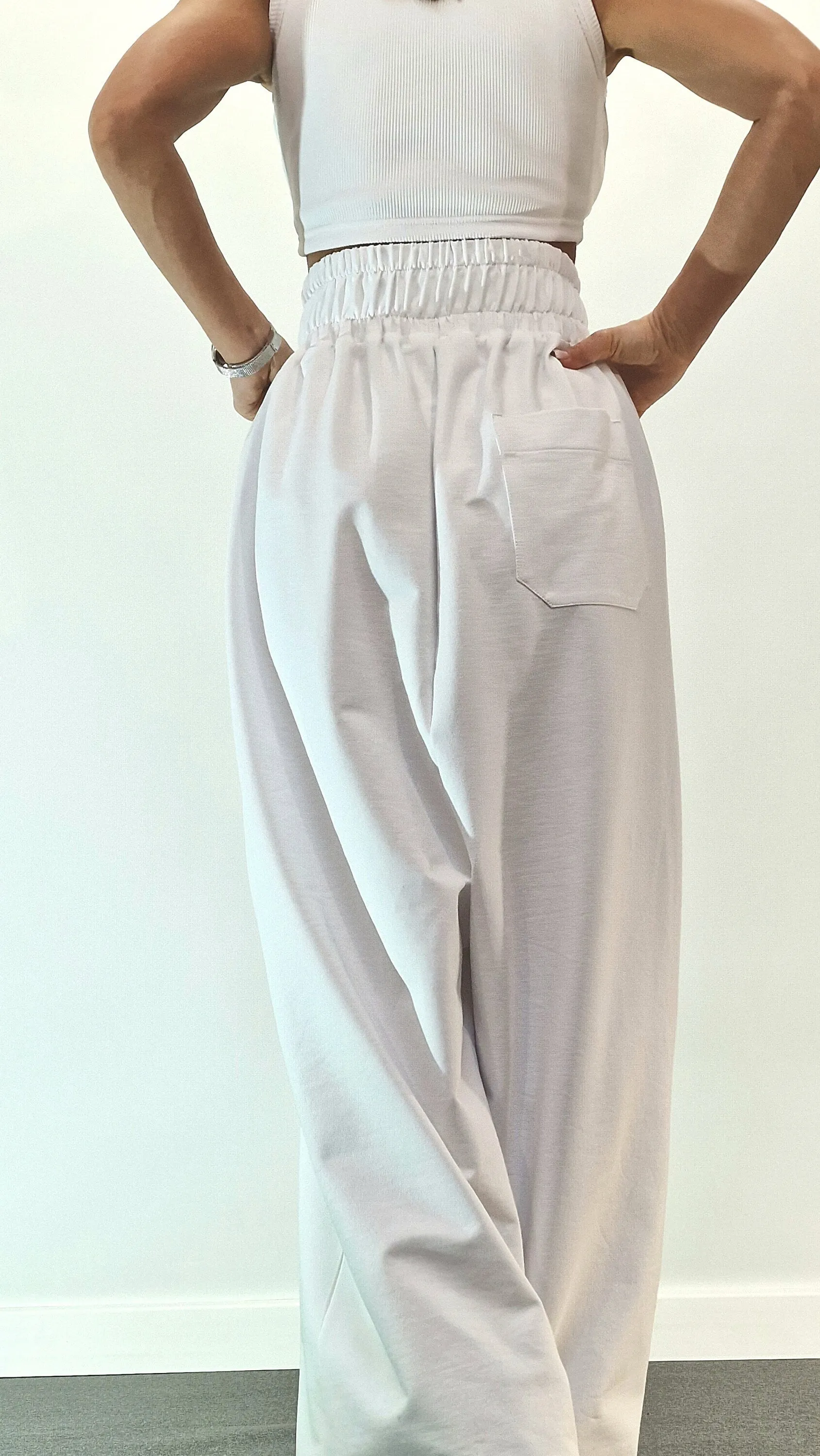 Cotton Women Set, Loose Pants with Crop Top, Baggy Pants & Short Top, Extravagant Women Set, White Cotton Set, Avant-garde Set