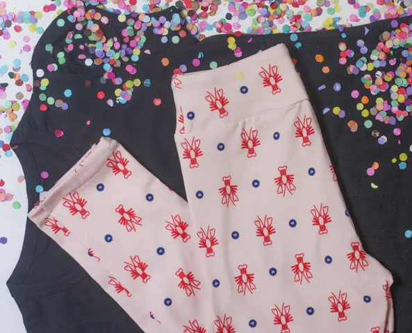 Crawfish Leggings: Pink Hearts