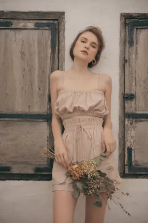 CRETE Gathered Crop Top (Nude Linen)