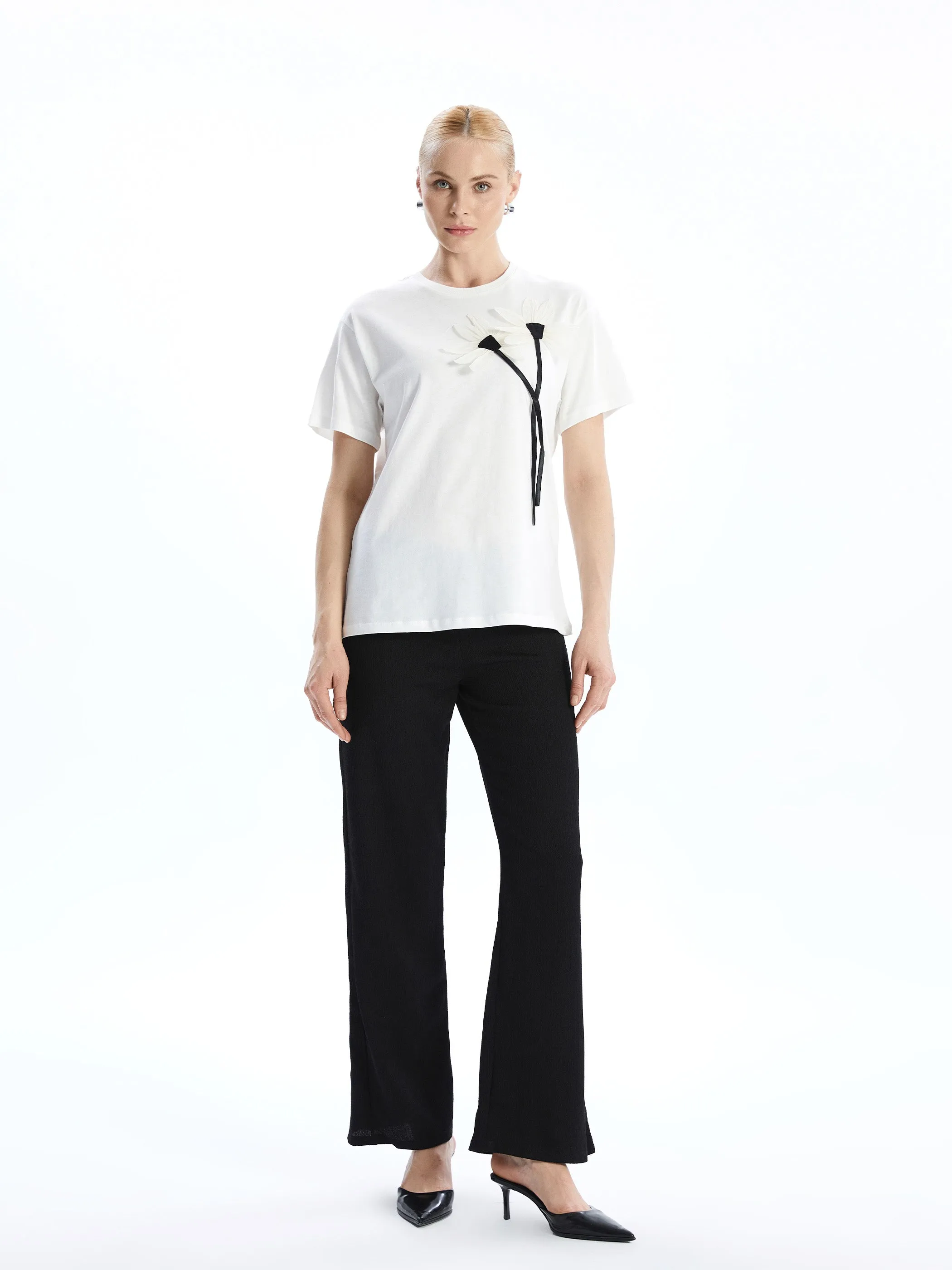 Crew Neck Floral Women T-Shirt