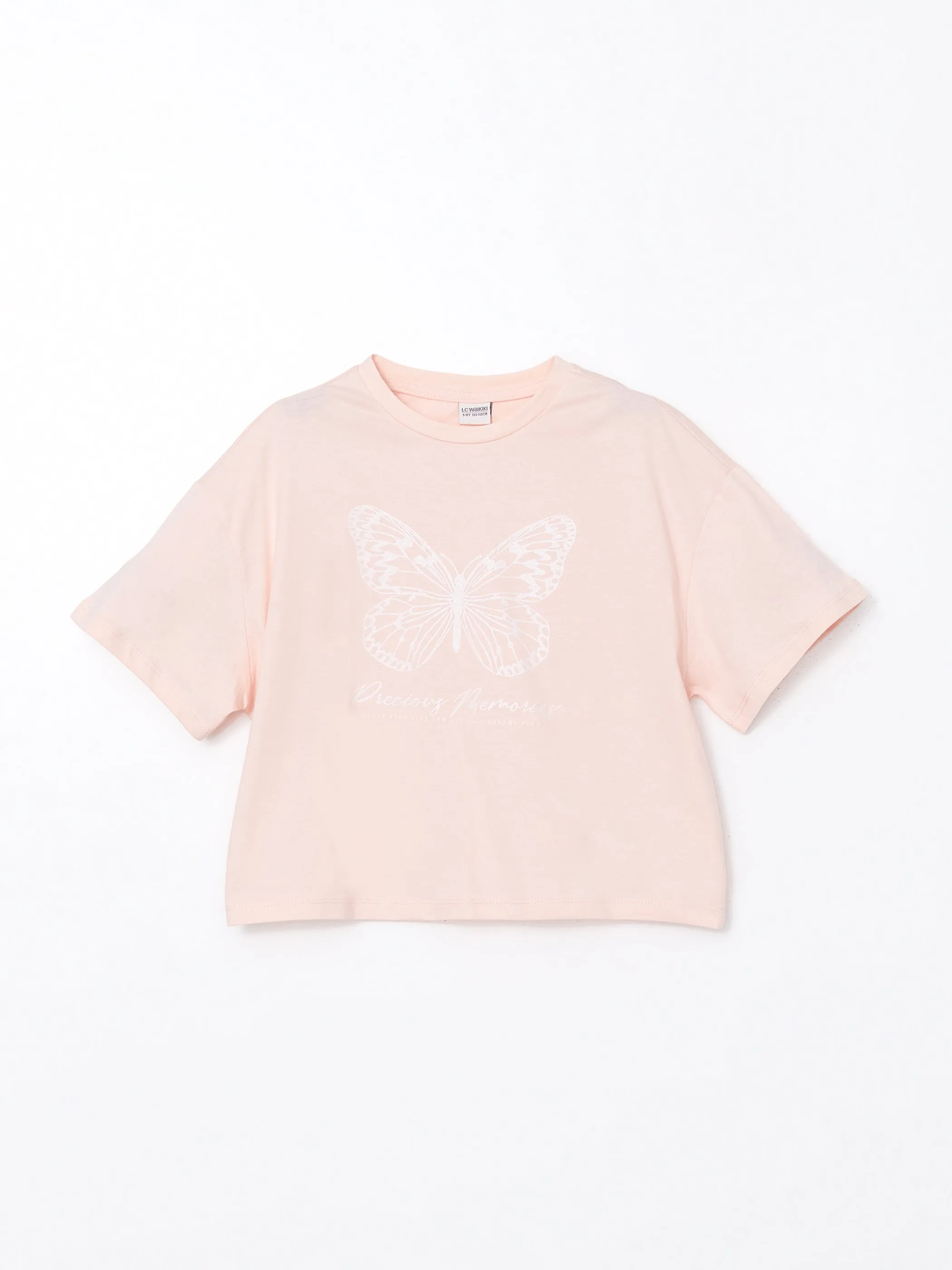 Crew Neck Girls Crop T-Shirt