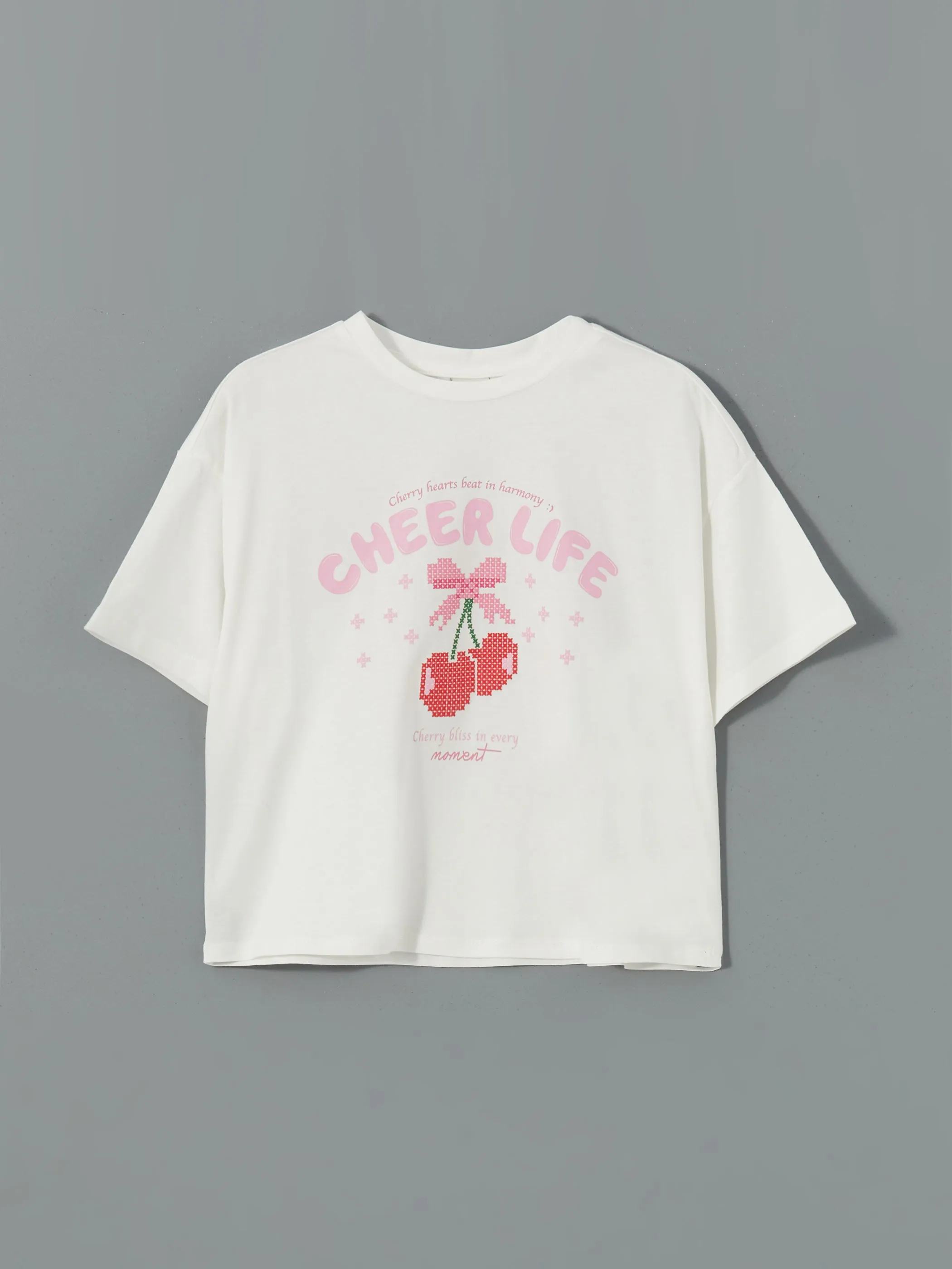 Crew Neck Girls Crop T-Shirt