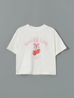 Crew Neck Girls Crop T-Shirt