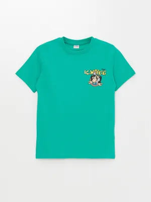 Crew Neck Nostalgic Monkey Printed Short Sleeve Boys' T-Shirt