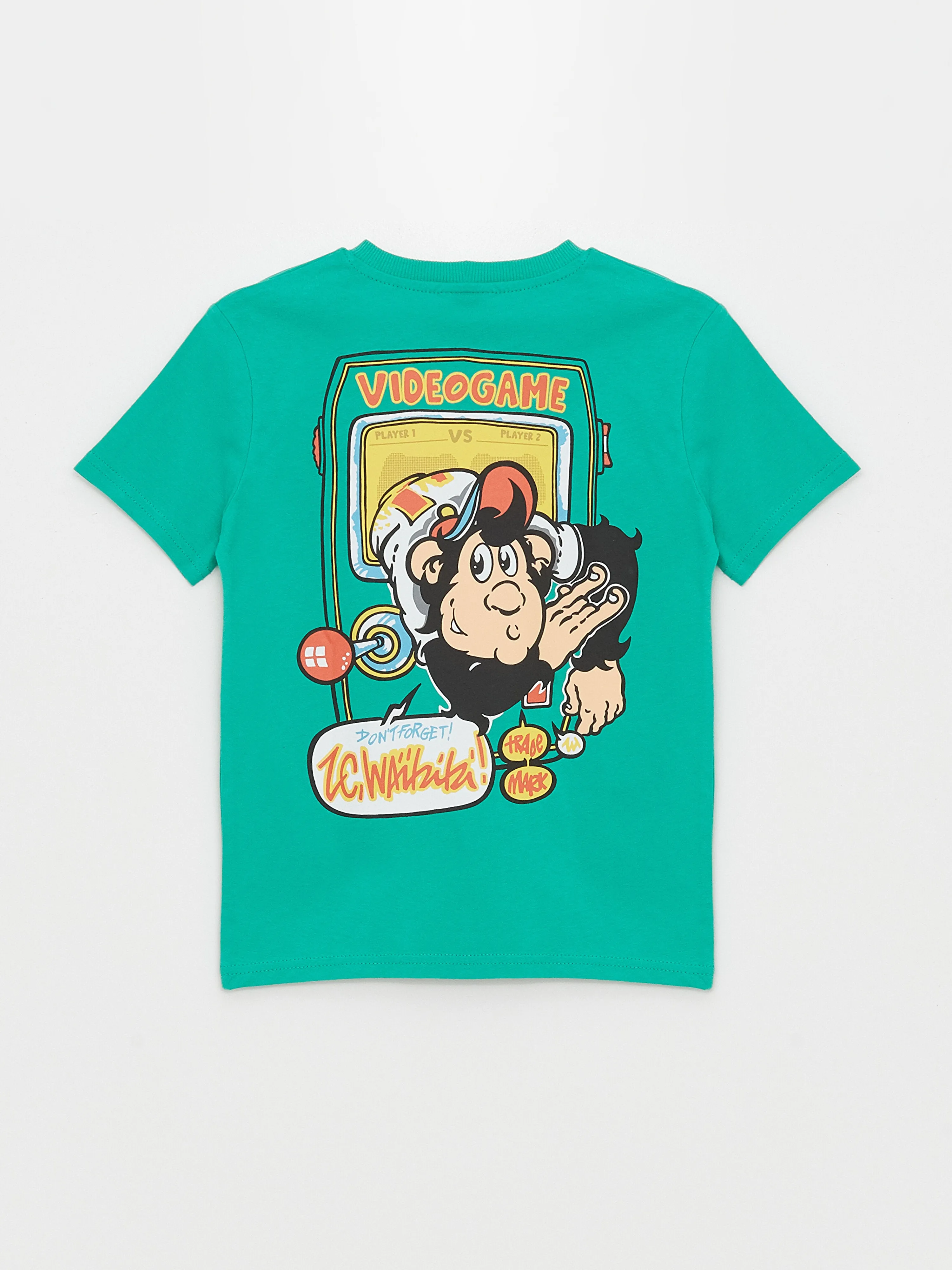 Crew Neck Nostalgic Monkey Printed Short Sleeve Boys' T-Shirt