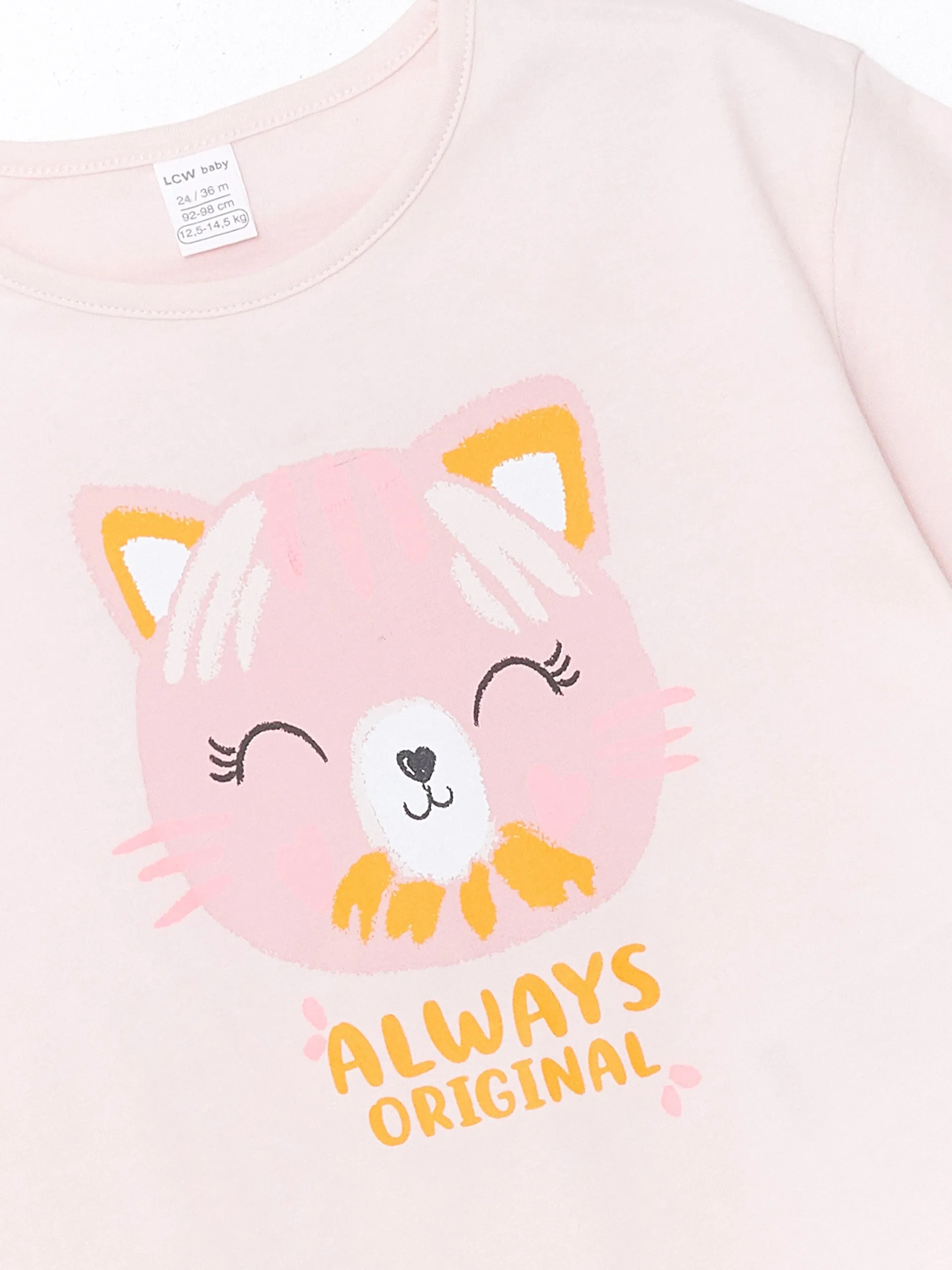 Crew Neck Printed Short Sleeve Baby Girl T-Shirt