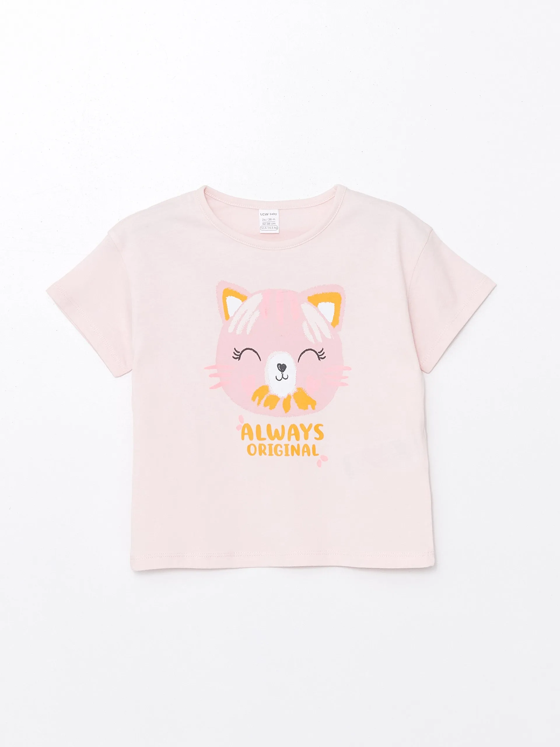 Crew Neck Printed Short Sleeve Baby Girl T-Shirt