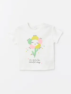 Crew Neck Printed Short Sleeve Baby Girl T-Shirt