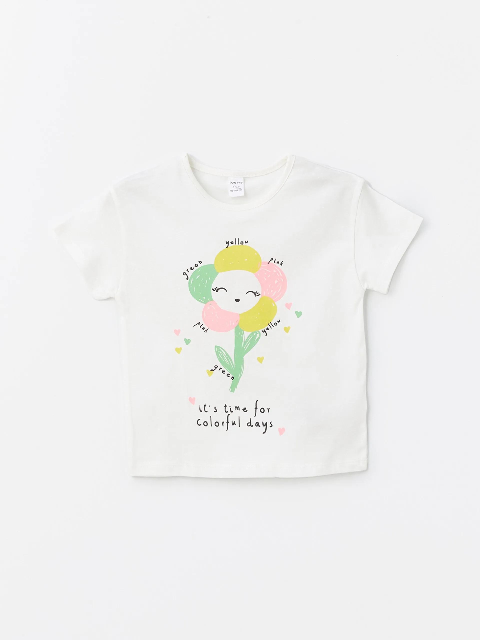 Crew Neck Printed Short Sleeve Baby Girl T-Shirt