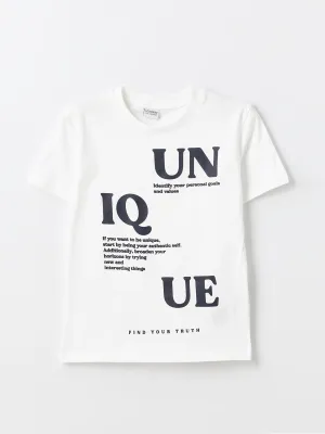 Crew Neck Printed Short Sleeve Boys' T-Shirt