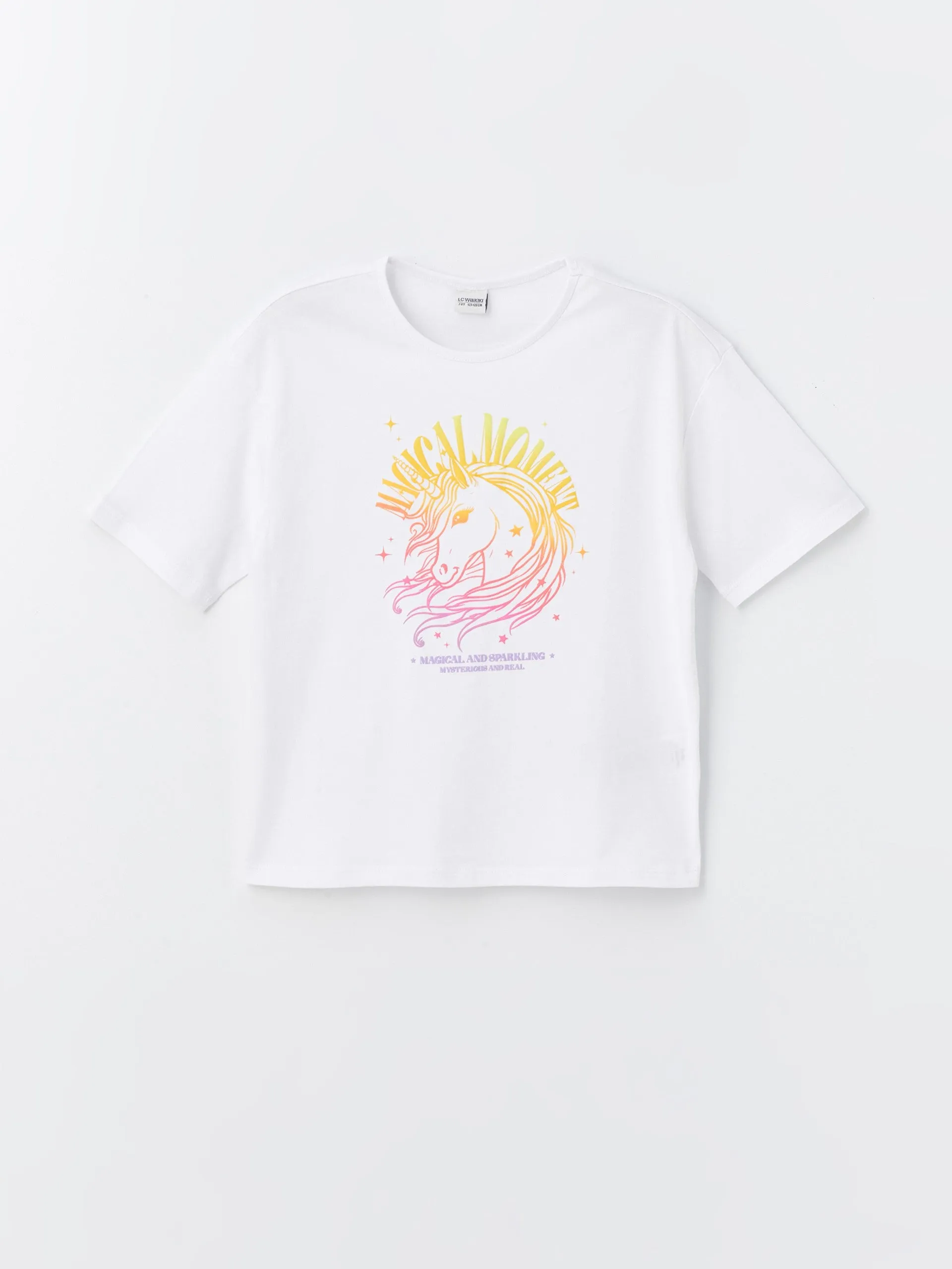 Crew Neck Printed Short Sleeve Girls T-Shirt