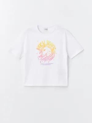 Crew Neck Printed Short Sleeve Girls T-Shirt