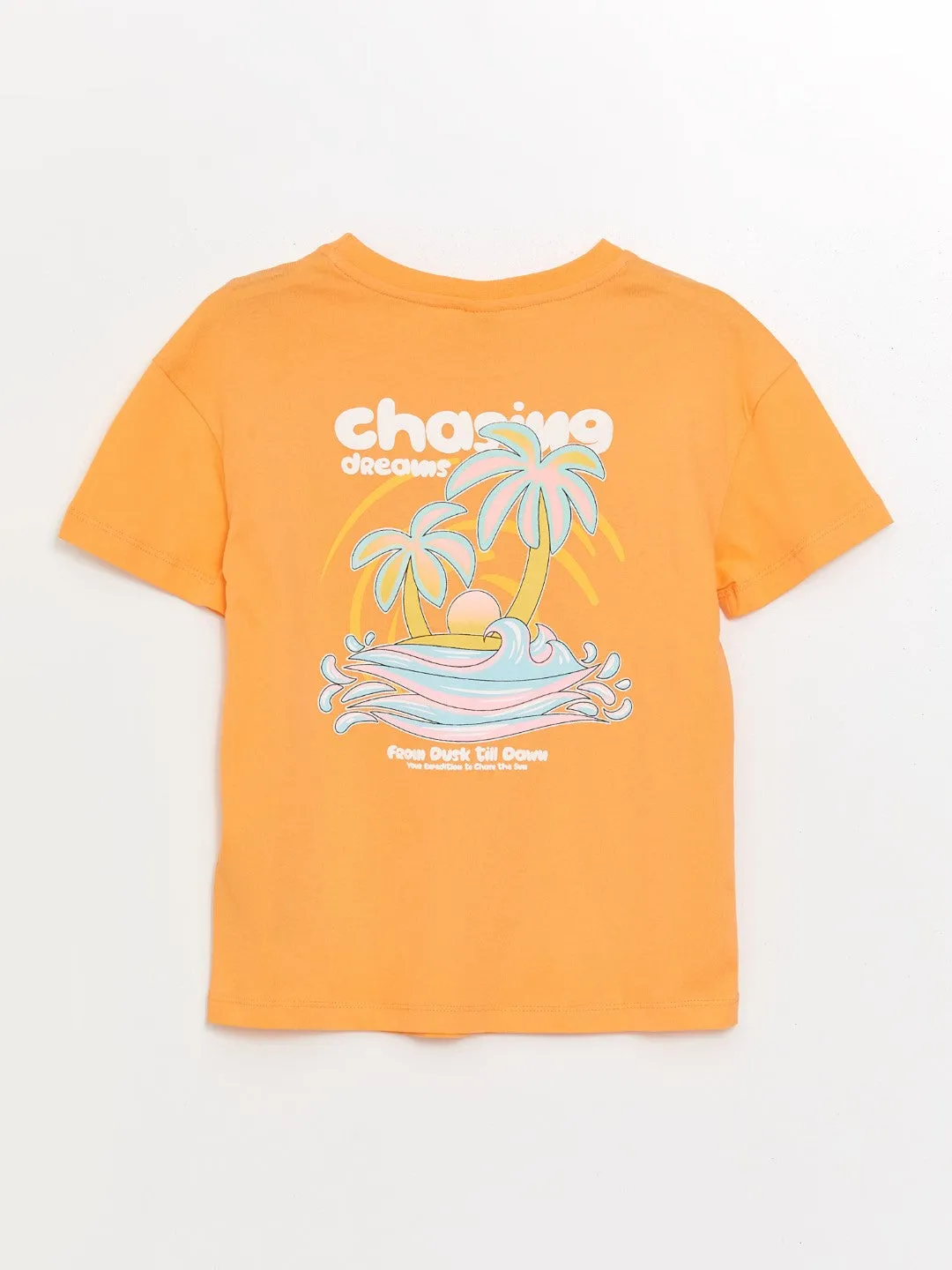 Crew Neck Printed Short Sleeve Girls T-Shirt