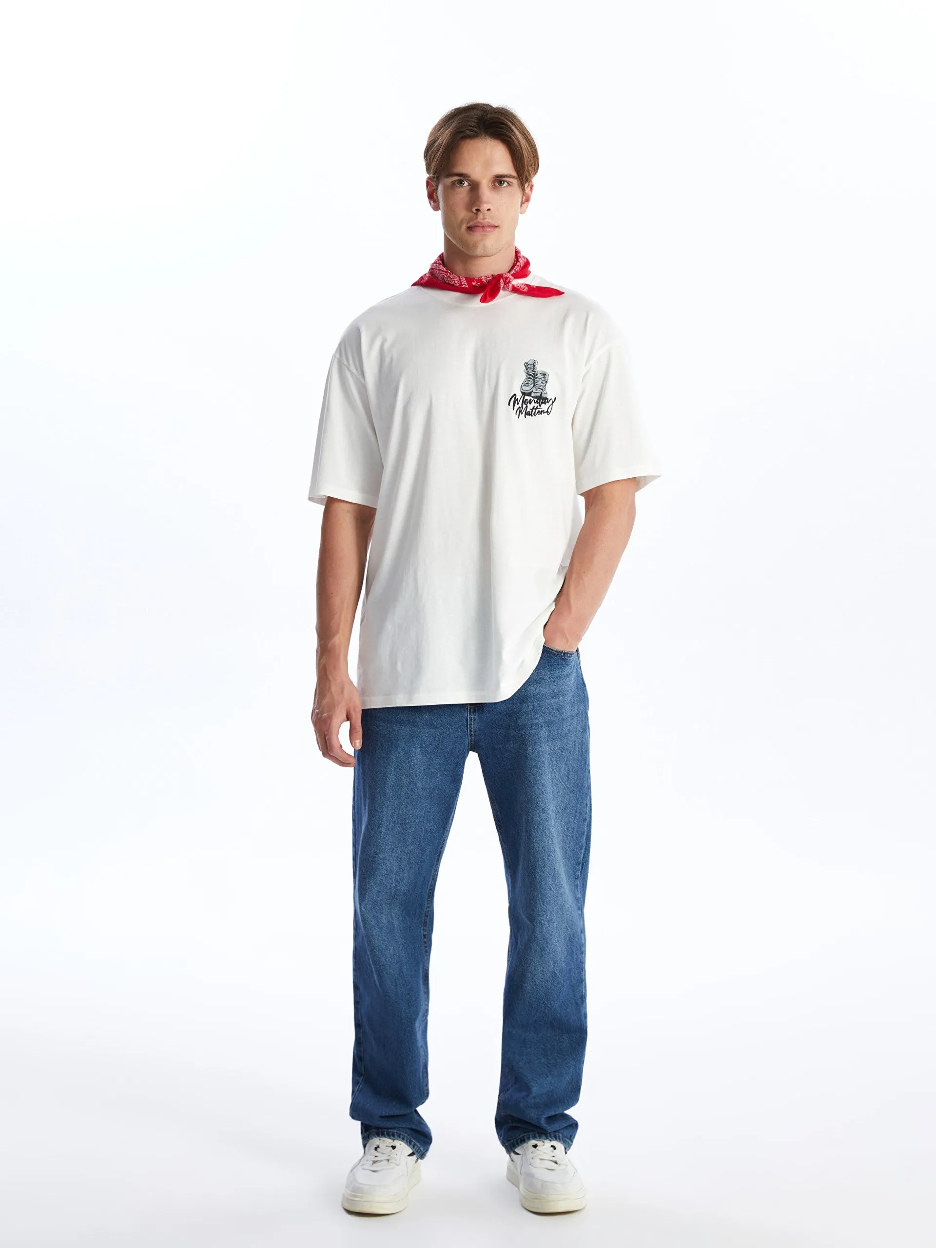Crew Neck Short Sleeve Printed Combed Cotton Men T-Shirt