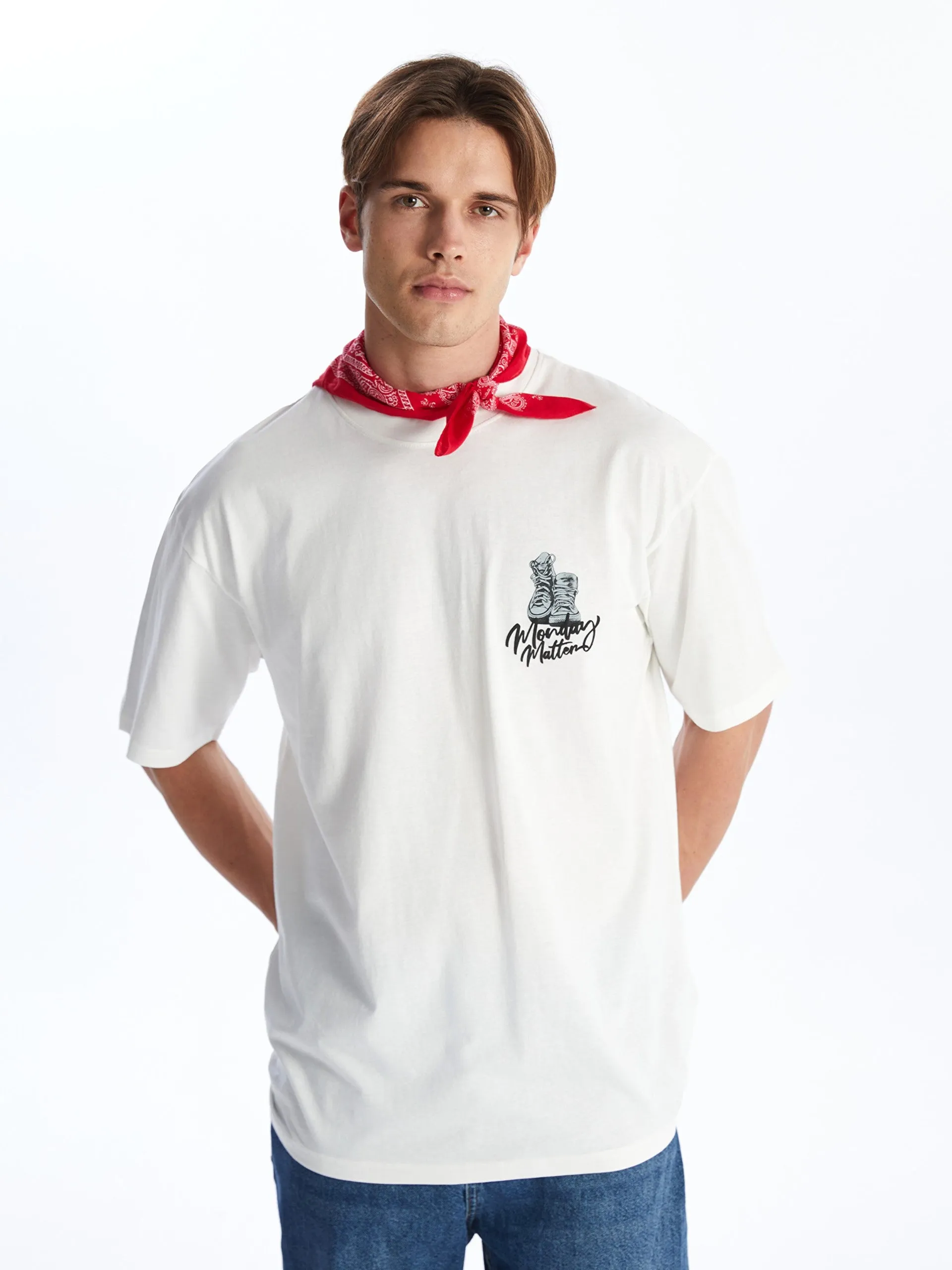 Crew Neck Short Sleeve Printed Combed Cotton Men T-Shirt
